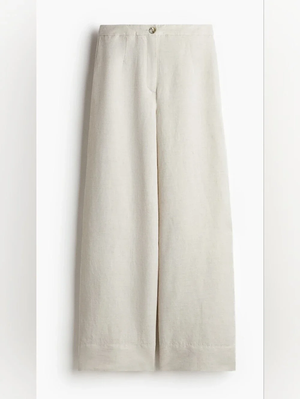 H&M Tailored Wide Leg Linen Blend Pants in Light Beige